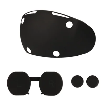Pour Sony PlayStation VR2 Étui de casque en silicone + Bouchon d'objectif + 2 Capuchons de pouce - Noir