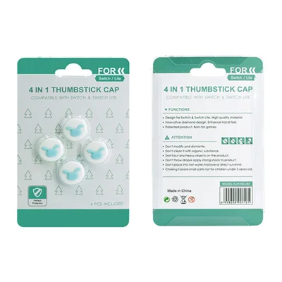 NS-061 For Nintendo Switch / Switch Lite 4 in 1 Cartoon Rabbit Silicone Thumbstick Cap - White+Blue