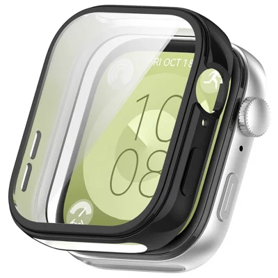 For Huawei Watch Fit 3 Case Electroplating TPU Full Protection Watch Cover - Black