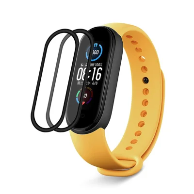 ENKAY HAT PRINCE 2 Stück gewölbter Rand PC + PMMA Displayschutz Vollkleber für Xiaomi Mi Band 5 / 6 Komplette Abdeckung