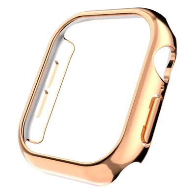 For Apple Watch Series 11 / 10 46mm Case Electroplated Hollow Hard PC Watch Protective Cover - Rose Gold