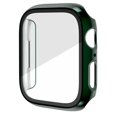 Bulk Purchasing Watch Case For Apple Watch Series 9 / 8 / 7 41mm Electroplating PC Cover with Tempered Glass Screen Film - Green