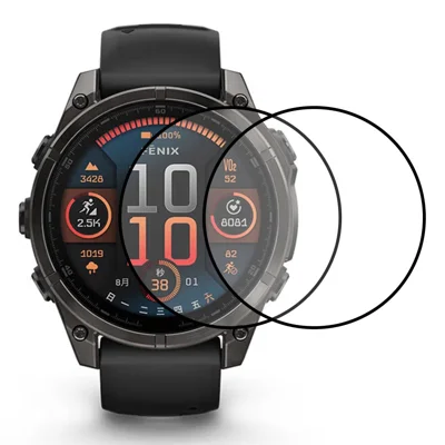 2 stk./pakke til Garmin Fenix 8 43 mm skærmprotector HD klar PMMA-folie (sort kant) - Sort