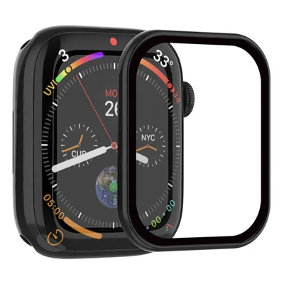 RURIHAI For Apple Watch Series 11 42mm / 10 42mm Watch Screen Protector Tempered Glass PC Frame Screen Film - Black