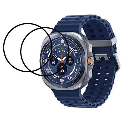 2 قطعة / عبوة لشاشة Samsung Galaxy Watch Ultra (2025) 47 مم LTE / Ultra 47 مم حامي الشاشة لساعة ذكية من فيلم PMMA عالي الوضوح (حافة سوداء)