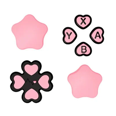 For Nintendo Switch 2 Silicone Joystick Caps Cute Button Sticker Set Game Controller Accessories - Pink+Black