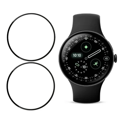 2Pcs / Pack For Google Pixel Watch 5 45mm / Watch 4 45mm Screen Protector Smart Watch HD Clear PMMA Film (Black Edge)