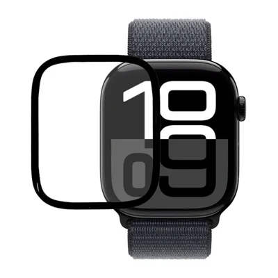 Protector de pantalla completa para Apple Watch Series 12 de 46 mm, protector de pantalla negro de borde suave de PMMA para reloj inteligente - transparente