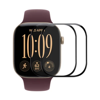  HAT PRINCE for Apple Watch Series 12 42mm 2Pcs Screen Protector ENKAY  3D Curved PC + PMMA Ultra Clear Film - Black