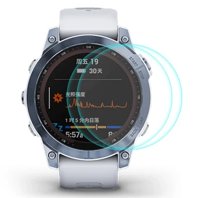 ENKAY HAT PRINCE 2Pcs/Set pour Garmin Fenix 7X 0.2mm 9H Écran en verre trempé haute alumine-silicium HD Toucher sensible