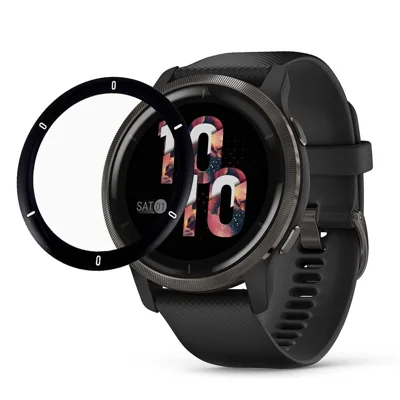 Protector de Pantalla Negro con Borde Suave de PMMA para Smartwatch Garmin Venu 2
