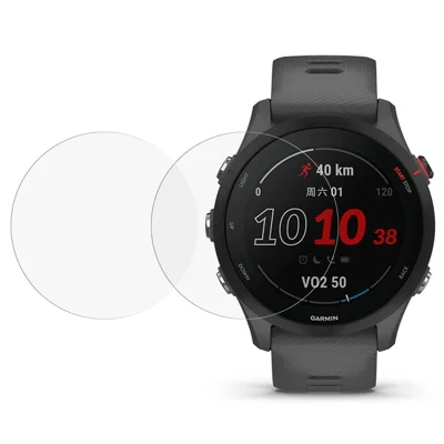 Für Garmin Forerunner 255 2Stk/Packung 2,5D Arc Edge Anti-Kratzer HD gehärtetes Glas Schutzfolie Smart Watch Bildschirmschutz