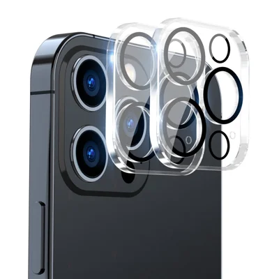 ENKAY HAT PRINCE 2Pcs / Set for iPhone 14 Pro 6.1 inch / 14 Pro Max 6.7 inch Camera Lens Protector Full Cover Tempered Glass Lens Film, Black Ring Version