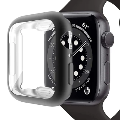 For Apple Watch Series 3 / 2 / 1 42mm Soft TPU Case with Screen Protector Electroplated Watch Cover - Black