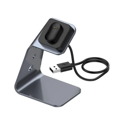 Aluminum Alloy USB Charging Dock Bracket Charging Cradle Stand for Fitbit Inspire/Inspire HR/Ace2 Smart Bracelet - Grey