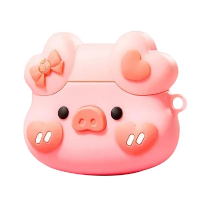 For Samsung Galaxy Buds FE Cartoon Anti-Collision Case Bluetooth-compatible Earphone Soft Silicone Cover - Pig Head