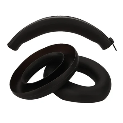 1 Pair For Anker Soundcore Life Q20i Headphone Soft Silicone Earpad Case Protector with Head Beam Sleeve - Black