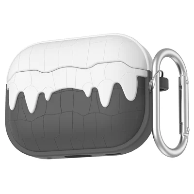 For Apple AirPods Pro 2 / AirPods Pro Bluetooth-compatible Earphones Soft Silicone Protective Case with Hanging Buckle - Dark Grey