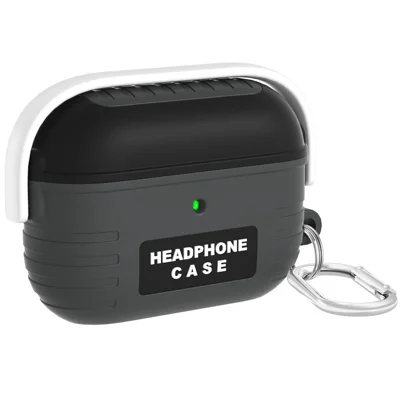 For Apple AirPods Pro 2 / AirPods Pro Bluetooth-compatible Earphones Anti-drop Silicone Case with Hanging Buckle - Dark Grey