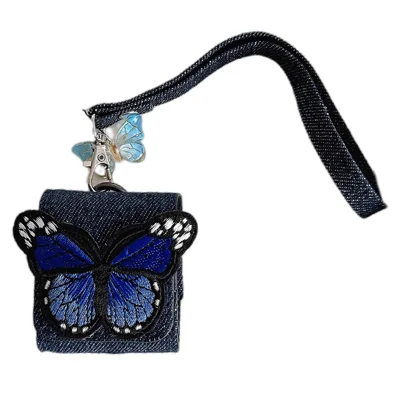 For Apple AirPods with Wireless Charging Case (2019) / AirPods with Charging Case (2019) / (2016) Case Butterfly Pattern Earbuds Cover - Blue