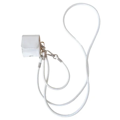 For AirPods 5 / 4 / AirPods 3 Charging Case Cover Simple Style Bluetooth-compatible Earbuds Case with Shoulder / Wrist Strap - White
