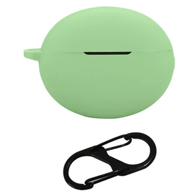 For OnePlus Buds Pro 3 Bluetooth-compatible Earphones Case Soft Silicone Cover with Anti-Lost Buckle - Matcha Green