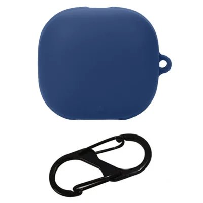 For Anker Soundcore Liberty 4 Pro Bluetooth-compatible Earphones Case Silicone Cover with Anti-Lost Buckle - Dark Blue