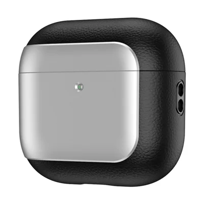 For AirPods 4 TPU Case Elektropladeret Litchi-struktur Håndteringssikker Høretelefonbeskyttelse med Lanyard - Sølv