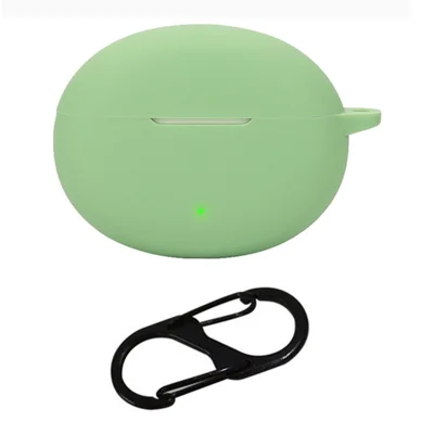 For OnePlus Buds Ace 2 Case with Anti Lost Buckle Bluetooth-compatible Earbuds Silicone Protective Cover - Matcha Green