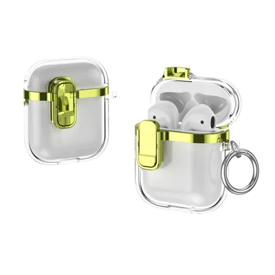 For Apple AirPods with Charging Case (2016)  /  (2019)  /  AirPods with Wireless Charging Case (2019) Clear Electroplated Earphone Cover - Green