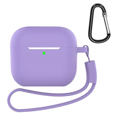 For AirPods 5 / 4 Silicone Case 3 in 1 Protective Cover Set with Strap + Keychain - Purple