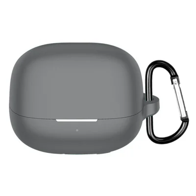 For Xiaomi Redmi Buds 5 Pro Silicone Case Wireless Earphone Anti-Scratch Protective Cover with Carabiner - Grey