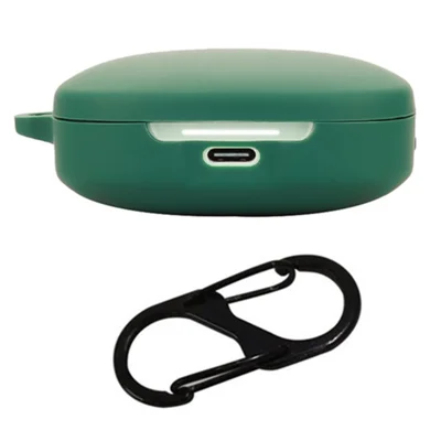 For Xiaomi Redmi Buds 7s Silicone Case Wireless Earphones Protective Cover with Anti-Lost Buckle - Blackish Green