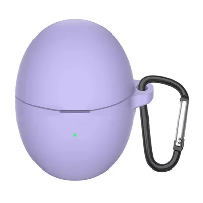 For Huawei FreeBuds 6 Silicone Case Wireless Earphone Anti-Scratch Protective Cover with Carabiner - Purple