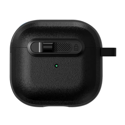 For Apple AirPods 3 Protective Case Lock Buckle Switch TPU + PC Wireless Earphones Cover with Carabiner - Black