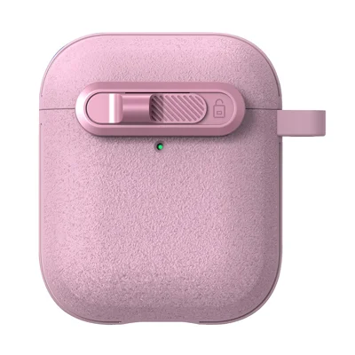 For Apple AirPods with Wireless Charging Case (2019)  /  AirPods with Charging Case (2019)  /  (2016) Earphones Cover with Carabiner - Pink
