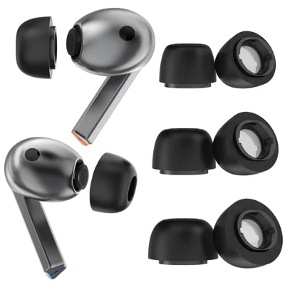 AHASTYLE WG168 3 Pairs For Samsung Galaxy Buds3 Pro Silicone Ear Tips Bluetooth-Compatible Earbuds Caps, Size: S + M + L - Black