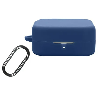 For Nothing CMF Buds 2a Silicone Case Wireless Earphones Protective Cover with Anti-Lost Buckle - Dark Blue