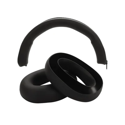 For iKF Mars Headphones Silicone Protective Case Set 2Pcs Earpad Cushion Cover + Headband Sleeve - Black