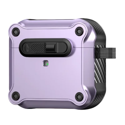 For Apple AirPods 3 Case TPU + PC Earphone Cover with Front Lock Carabiner Clip - Purple
