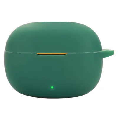 For Realme Buds T200x Protective Case Bluetooth-Compatible Earbuds Silicone Cover with Hook - Blackish Green