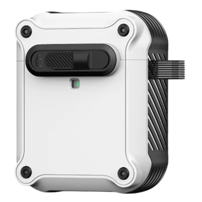 TPU + PC Earphone Cover with Front Lock For Apple AirPods with Wireless Charging Case (2019)  /  AirPods with Charging Case (2019)  /  (2016) - White