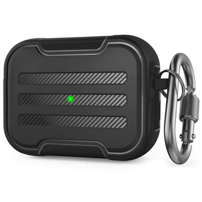 AHASTYLE PT115-PRO1 For AirPods Pro Silicone Case Earphone Protective Cover with Carabiner - Black