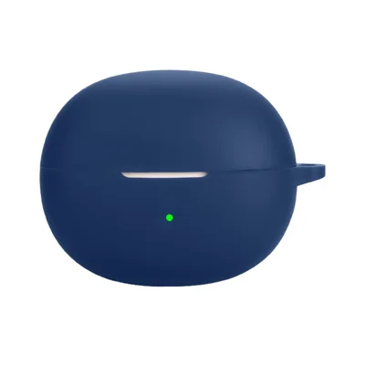 For Baseus Bass BC1 Protective Case Bluetooth-Compatible Earbuds Silicone Cover with Hook - Dark Blue