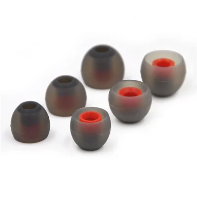 3 paires de petites/moyennes/grandes embouts d'oreille en silicone bicolore de remplacement pour écouteurs intra-auriculaires de 4,5 à 6 mm