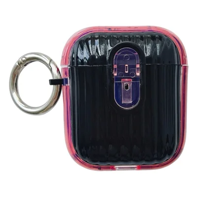 Protective Case for Apple AirPods with Wireless Charging Case (2019)  /  AirPods with Charging Case (2019)  /  (2016) TWS Earbuds Cover - Clear Pink  /  Black