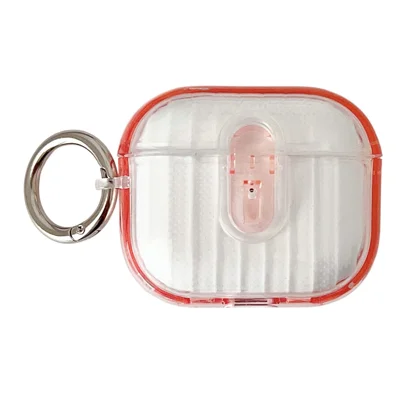 For Apple AirPods 3 Shell Texture Lock Buckle Protective Case PC TPU Earphone Cover - Transparent Pink + Transparent