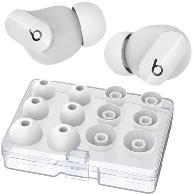 AHASTYLE WG150 6 Pairs Silicone Ear Tips For Beats Studio Buds / Studio Buds + / Fit Pro , Replacement Earphone Caps, Size: S + M + L - White