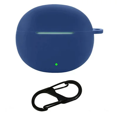 For Honor Earbuds X9 Collector Edition Silicone Case Wireless Earphones Protective Cover with Anti-Lost Buckle - Dark Blue