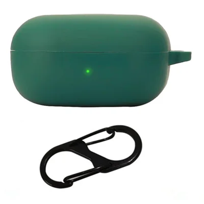 For Samsung Galaxy Buds Core Silicone Case Wireless Earphones Protective Cover with Anti-Lost Buckle - Blackish Green